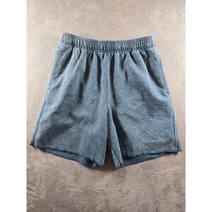Champion Sweat Shorts Mens Medium Blue Acid Wash Raw Hem Fleece Pockets